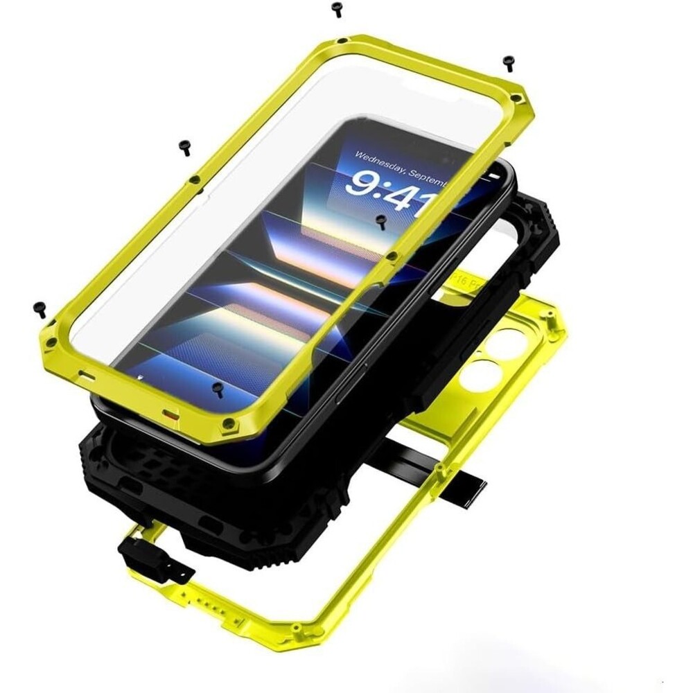 Aluminum iPhone 13 5G Heavy Duty Shockproof Metal Case Yellow- New